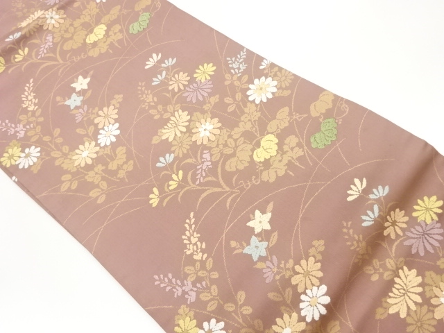 JAPANESE NAGOYA OBI / KARA-ORI / WOVEN AUTUMN FLOWERS